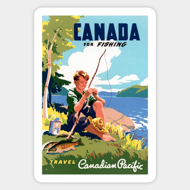 Vintage Travel Poster Canada for Fishing Sticker by vintagetreasure